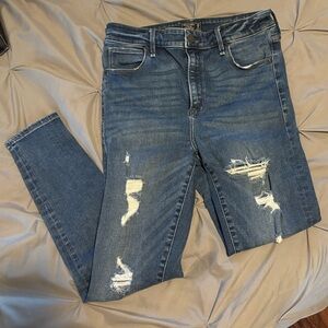 Abercrombie & Fitch Blue Distressed Skinny Jeans